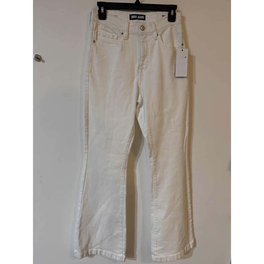 DKNY Jeans Womens White High Rise Flare Denim Pants Size 28 NWT